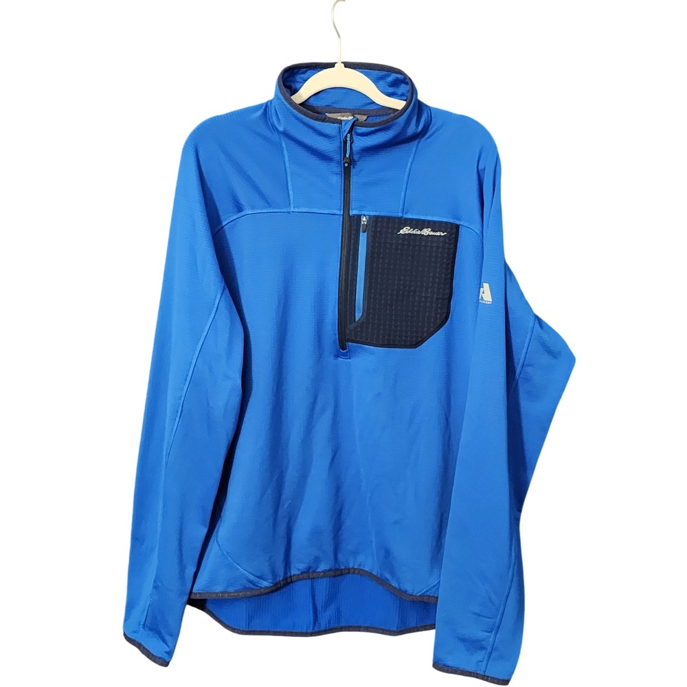 Eddie Bauer Mens‎ Blue FreeHeat Quarter Zip Pullover Fleece Sweatshirt XL